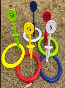 1 set de anillos para arrojar al aire libre para la playa, equipo de juegos de césped, juegos de lanzamiento de anillos, adecuado para compartir felicidad y entretenimiento interactivo con familiares y amigos