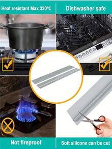 1/2pcs Silicone Cooktop Sealing Strip Set - Oil/Stain Resistant Kitchen Protector For Gas Stove, Heat-Resistant Waterproof Mat - Multicolor - View 4