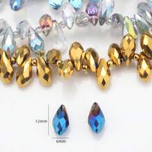 约95颗5*8毫米水滴形玻璃珠，彩色镀AB彩DIY饰品吊坠，适用于手工配件、鞋子、包包、发饰、节日礼物、生日礼物等。 - 5*8mm橫孔水滴 - 查看 10