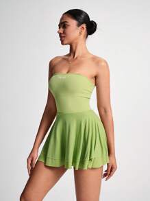 TCVC Women Racerback Sports Dress With Detachable Straps, Includes Integrated Shorts, Suitable For Indoor/Outdoor Sports, Tennis, Yoga, Breathable & Form-Fitting Fabric