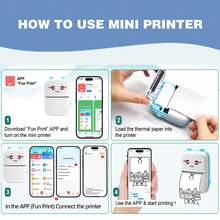 Máy in mini cầm tay, máy in nhãn nhiệt không mực, máy in ảnh và nhãn không dây cho sổ tay, nhật ký, sổ lưu niệm, du lịch, ghi chú, danh sách, bản ghi nhớ, văn phòng tại nhà, quà tặng - nhiều màu - Xem 5