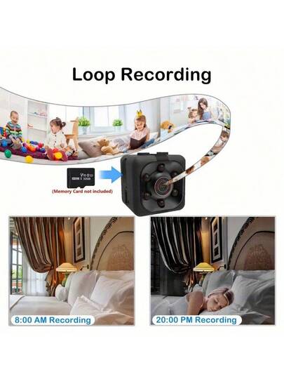 Mini HD Nanny Cam Night Vision, Motion Detection Loop Recording 1080P Full Indoor Security Camera, USB Rechargeable, Display, Wand Mountable Home Surveillance, Portable Surveillance Discreet Camera Circular Lens Cameras view 3