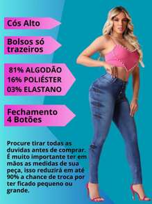 Kit 2 Calças Jeans  Feminina Skinny com Elastano (Lycla) Cintura Alta Efeito Empina Bumbum