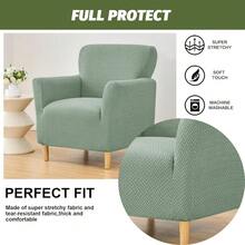 Local Delivery - Banquet Armchair Slipcover Printed Chair Covers With Arms Stretch Club Chair Slipcover Soft Armchair Sofa Covers Anti-Slip Furniture Protector For Dogs Pets Home Living Room Decor, 14 - T-jacquard Green - 查看 5