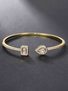 1 pieza Brazalete clásico de circonia cúbica para mujeres, regalo del Día de San Valentín, joyería de boda