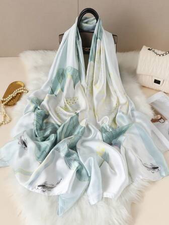 1pc Floral Print Scarf Elegant Outdoor Sunscreen Romantic For Outdoor And Traveling Bandana,Hair Band,Head Band Ideal For Dressing Up Your Look