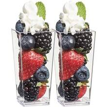 Local Shipping-Zappy 60 Pack 3 Oz Square Mini Dessert Cups With Lids And Spoons Dessert Shooter Cups With Spoons Appetizer Cups Parfait Glasses Dessert Shot Glasses For Party Clear Tumbler Cups - 40個3盎司方形甜點杯 - 查看 6