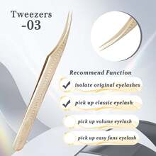 CoMango 1 件睫毛延长镊子 6 种假睫毛金色不锈钢超硬镊子带纤维尖头高精度防静电镊子