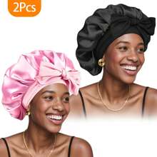 Awegeo Bonete de mujer de doble capa, de unicolor, doble cara, de seda suave, de moda para dormir