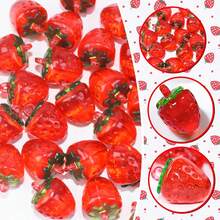 12/18 件草莓珠、草莓珐琅饰品 - 3D 透明亚克力草莓首饰配件，适用于 DIY 项链、手链制作 - 彩色 - 查看 3