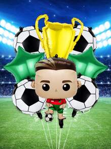 8 件套足球生日派对气球套装，包括 18 英寸铝箔足球气球、绿色五角星气球、金色奖杯气球，适用于足球比赛、生日派对装饰、足球主题派对、家居装饰、摄影道具、足球比赛道具 - 彩色 - 查看 7