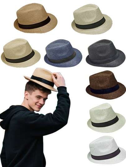 D EXCEED 1pc Vintage 1920s Panama Hat - Short Brim, Breathable - Unisex Suitable For Clothing, Beach, Casual Outings And Outdoor