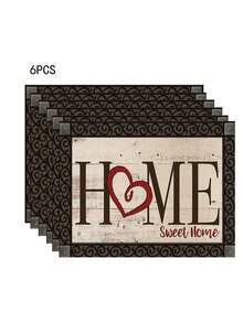 1pc/4pcs/6pcs Grey & White Gradient Placemats 30x45 Cm - Polyester Machine Washable Rectangular Place Mats With HOME Sweet Home Design For Kitchen Dining Table Decor, Party Centerpieces, Home Decor Accents | Textured Surface | Machine Washable Mats - Multicolor - View 17