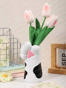 1 pièce Vase en résine avec patte de chat 7 cm x 14 cm, convient pour la décoration intérieure, le jardin extérieur, le balcon, le salon, la salle à manger, l'affichage, applicable pour la vitrine du centre commercial, la décoration de la table à manger, la maison, le rebord de fenêtre, le restaurant rapide, fournisseur de au détail