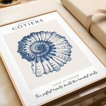 1/3 件蓝色复古贝壳艺术印刷品海岸墙面艺术套装，带米色贝壳，现代海洋主题海滩别墅装饰无框帆布海报，适用于壁画、宿舍装饰、家居装饰、海岸美学和完美的礼品套装（3 件套无框印刷品）| 墙面印刷品、印刷品、海滩毕业典礼、返校、度假旅行、时髦海报 - 彩色 - 查看 4