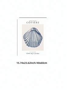 1/3 件蓝色复古贝壳艺术印刷品海岸墙面艺术套装，带米色贝壳，现代海洋主题海滩别墅装饰无框帆布海报，适用于壁画、宿舍装饰、家居装饰、海岸美学和完美的礼品套装（3 件套无框印刷品）| 墙面印刷品、印刷品、海滩毕业典礼、返校、度假旅行、时髦海报 - 彩色 - 查看 13