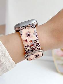 1 Dây đeo đồng hồ silicon họa tiết hoa anh đào in hình da báo phù hợp với kích thước 38/40/41/42/44/45/46/49mm, tương thích với Ultra2/S10/SE/9/8/7/6/5/4/3/2/1, Dây đeo đồng hồ nữ, Phụ kiện đồng hồ thời trang nữ cao cấp, Dây đeo cổ tay nữ mềm mại và thoải mái có thể thay thế, Ngày lễ tình nhân/Ngày của mẹ/Quà tặng hàng ngày/ngày lễ - Loại C - Xem 3