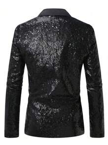 Plus Size Men's Sequin Blazer, Nightclub Style Shiny Stage Performance