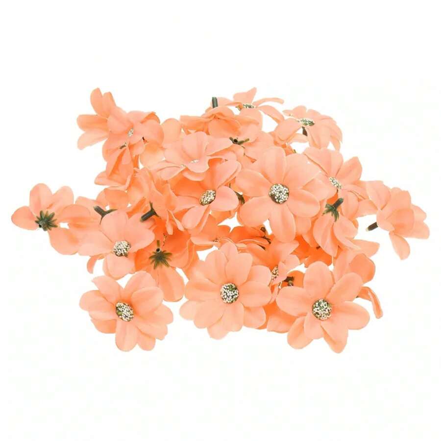 Faux Silk Multi-Layered Handmade Artificial Flowers Purple White Pink Bulk - Orange - View 1
