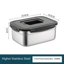 1 件带盖不锈钢便当盒，学生午餐盒，密封食品储存容器，冰箱食品保鲜盒，防漏密封，学校用品