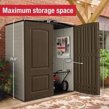 Medium Vertical Resin Outdoor Storage Shed With Floor (5 X 4 Ft), Weather Resistant, Brown, Organization For Home/Backyard/Pool/Garden/Lawn Tools - Multicolor - View 5