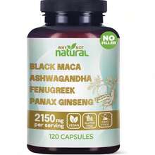 Why Not Natural 4-In-1 Herbal Supplement – Organic Black Maca Root, Ashwagandha, Fenugreek & Panax Ginseng – Supports Hormone Balance, Energy, Vitality & Stress Relief – For Men & Women (Pakc Of 1) - 1 chai - Xem 6