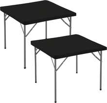 Square Fitted Table Covers 24x24 Inch-2 Pack Black Card Elastic Spandex Tablecloth-Small Stretch Folding Table Cloths Topper Cap For Kitchen Dining Picnic Patio Outdoor Party Tables - Black and White - View 1
