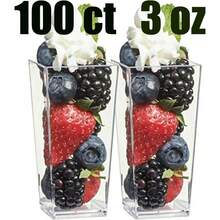 Local Shipping-Zappy 60 Pack 3 Oz Square Mini Dessert Cups With Lids And Spoons Dessert Shooter Cups With Spoons Appetizer Cups Parfait Glasses Dessert Shot Glasses For Party Clear Tumbler Cups - 100 3 oz Square Dessert Cups - View 7