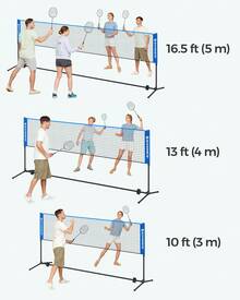 Filet de Badminton de 3 m, Filet de Volley-Ball, Hauteur réglable, Ensemble Portable pour Le Tennis - Bleu azur - Voir 6