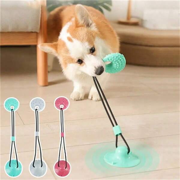 1PC/2PCS Pet Bite Resistant,Suction Cup Drawstring Toy,Teeth Cleaning And Food Leakage Toy Puzzle Toy