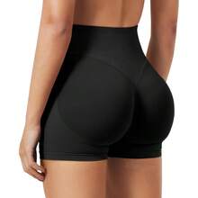 VOYJOY Women Workout Impact Shorts 3.6"/ 4.5"/ 6" Scrunch Butt Lifting Gym Seamless Booty Biker Shorts - Black - View 2