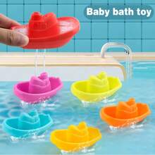 Conjunto de barcos empilháveis com 6 peças para crianças de 6 meses ou mais, brinquedo de banho aquático para diversão no chuveiro