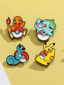 bandai Set de 4 piezas de alfileres de esmalte con personajes de dibujos animados y animación - Insignias metálicas de broche para joyería de moda