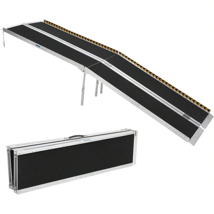 mteryoing 6FT Aluminum Folding Wheelchair Ramp - Portable Access Ramp With Textured Surface, Reflective Edges & Carry Handle For Steps, Doorways, Curbs - Black - View 1