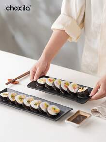 choxila 1 件黑色长方形盘子，日式寿司盘，食物盘，烧烤盘，蛋糕，甜点条盘，学校用品 - 長方形餐碟 - 查看 6