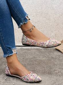 大码宽楦米色尖头低跟穆勒鞋，休闲轻便舒适，欧码，春夏款