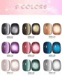 Miss Leia 9件装15ml夏季美甲闪光水晶玻璃珠瓷白色猫眼凝胶指甲油新款小灯泡水晶猫眼高密度月光白磁性指甲油流行色凝胶清漆初学者美甲半永久可浸泡UV LED固化适用于美甲沙龙套装DIY家居节日女士礼物美甲