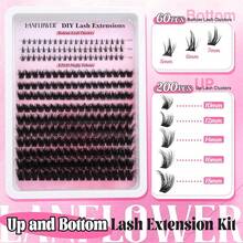 Glow HavenLanflower Lash Clusters Kit With Bottom Lashes Extension 120D Thick Volume Cluster Lashes Waterproof Cluster Eyelash Extensions Kit D Curl Eyelash Extension Kit Fluffy 10-18 Mm Individual LashesGlow Haven - 120D With Bottom Lashes - View 3