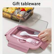 1pc, Fresh-Keeping Leak-Proof Double-Layer Lunch Box, Large Capacity, Microwave Friendly, Portable Meal Box For Work Or School, Nutritional Sub-Packaging, Goodbye Fast Food - Multicolor - View 4