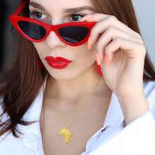 Women's Minimalist Africa Map Pendant Necklace,  Personalized Africa Motherland Continent Outline Necklaces Chain Length 18" Extension Chain 2" ( 18K Gold And Silver Plated Both Choice, Jewelry With Gifts Box)2025 - 18K金地圖 - 查看 3