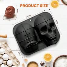 3d Skull Cake Molds For Baking, Cake Molds For Halloween,  Silicone DIY Large Skull Cake Pan For Birthday,Halloween And All Parties. - Black - View 2