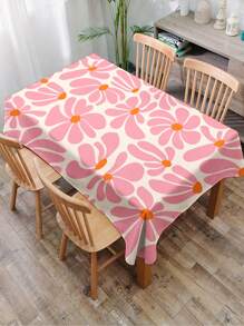 1 stuk tafelkleed met bloemenpatroon, modern rechthoekig/rond waterbestendig tafelkleed van polyester, digitaal bedrukt, geschikt voor woonkamer, eettafel buiten, kleine ronde tafel