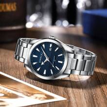 CRRJU Reloj de hombre CRRJU de lujo, de moda, con cuarzo, resistente al agua, luminoso, de acero inoxidable con fecha