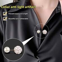 2/4 件隐形服装胸罩纽扣胸甲延长器，衬衫开衫领夹紧固件别针纽扣学校 - 彩色 - 查看 2