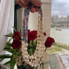 Boho Vacation Style Natural Cultured Baroque Pearl & Colorful Disc Beads Necklace, Suitable For Daily Wear For Women