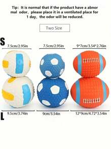 Interactive Pet Squeaky Toys, Pet Chasing Toys Ball, Dog Football/Volleyball/Rugby, Squeaky Dog Balls, Interactive Latex Rubber Squeaky Dog Toys, Soft Bouncy Fetch Toys For Small Dogs, Training Tools, Pet Supplies, No Battery Required - Multicolor - View 4