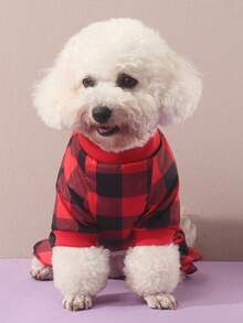 PETSIN A Simple And Comfortable Polyester Four Legged Cat And Dog Costume, Sleepwear, Home Clothes Suitable For Pets, Small Cats And Dogs, Clothes For All Seasons Of Home Wear (Not Suitable For Large Dogs) - Red - View 6