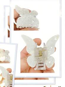 1 件蝴蝶动物印花可爱优雅亚克力发夹，发爪，通勤百搭，春夏秋冬，5 厘米中号立体蝴蝶发夹时尚发饰动物爪夹