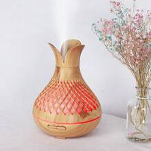Essential Oil Diffuser, Hollowed-Out Flower-Shaped Humidifier, Aroma Diffuser, Humidifier With LED Color-Changing Light, Automatic Off, Light Wood Grain, Suitable For Large Rooms, Bedrooms, Offices - YX288G - Xem 6