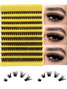 Eyelash Clusters 200 Cluster Eyelashes 8-16mm Thin Individual Eyelash Extensions Natural Look Eyelashes D Curl Fluffy Cluster Eyelashes DIY Eyelash Extensions
